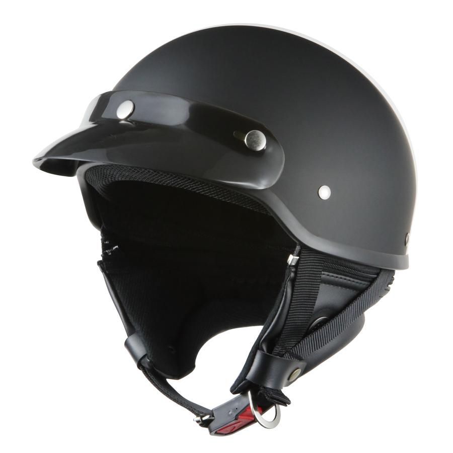 バイクヘルメット マットブラック 黒 ポリスヘルメット ハーフヘルメット 半帽ヘルメット アメリカン フリーサイズ SG規格適合 PSCマーク付 バイク