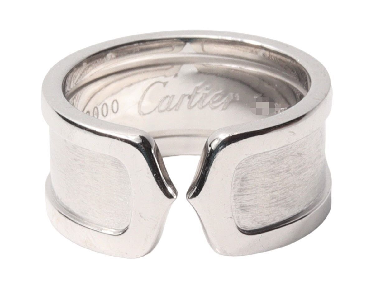カルティエ ロゴ ドゥーブルC 2C LM リング 指輪 K18WG（美品）