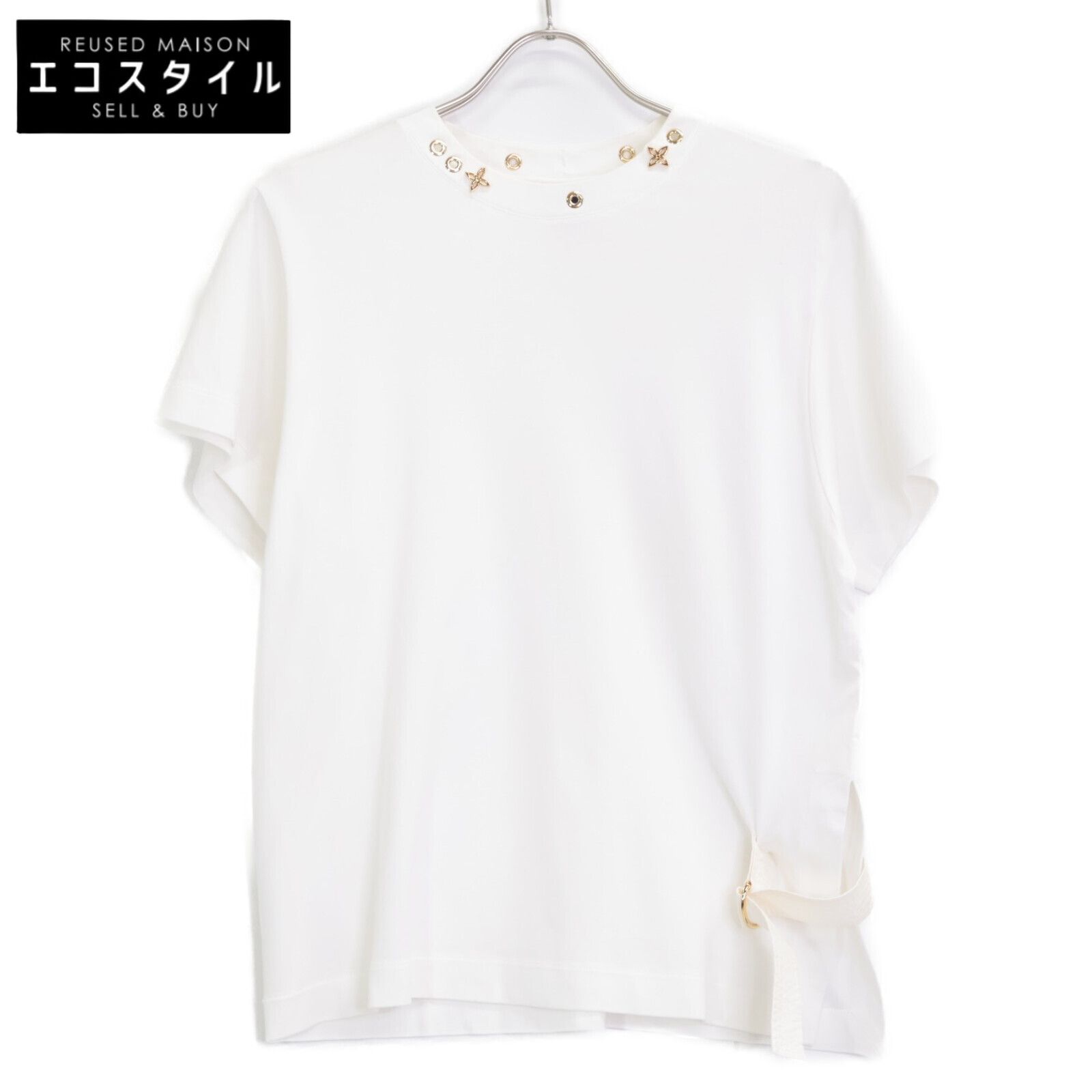 LOUIS VUITTON ルイヴィトン ﾎﾜｲﾄ JGTS03 ｻｲﾄﾞｽﾄﾗｯﾌﾟTｼｬﾂ S