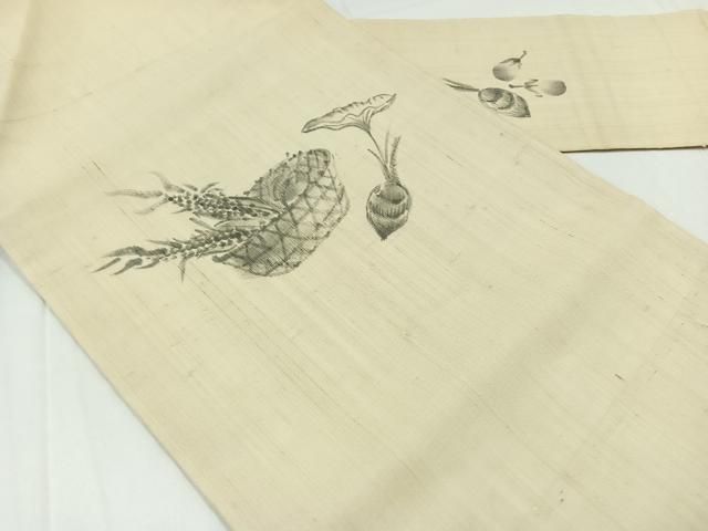 平和屋着物＊夏物 九寸名古屋帯 手描き 成り物 正絹 逸品 CAAW5491fb