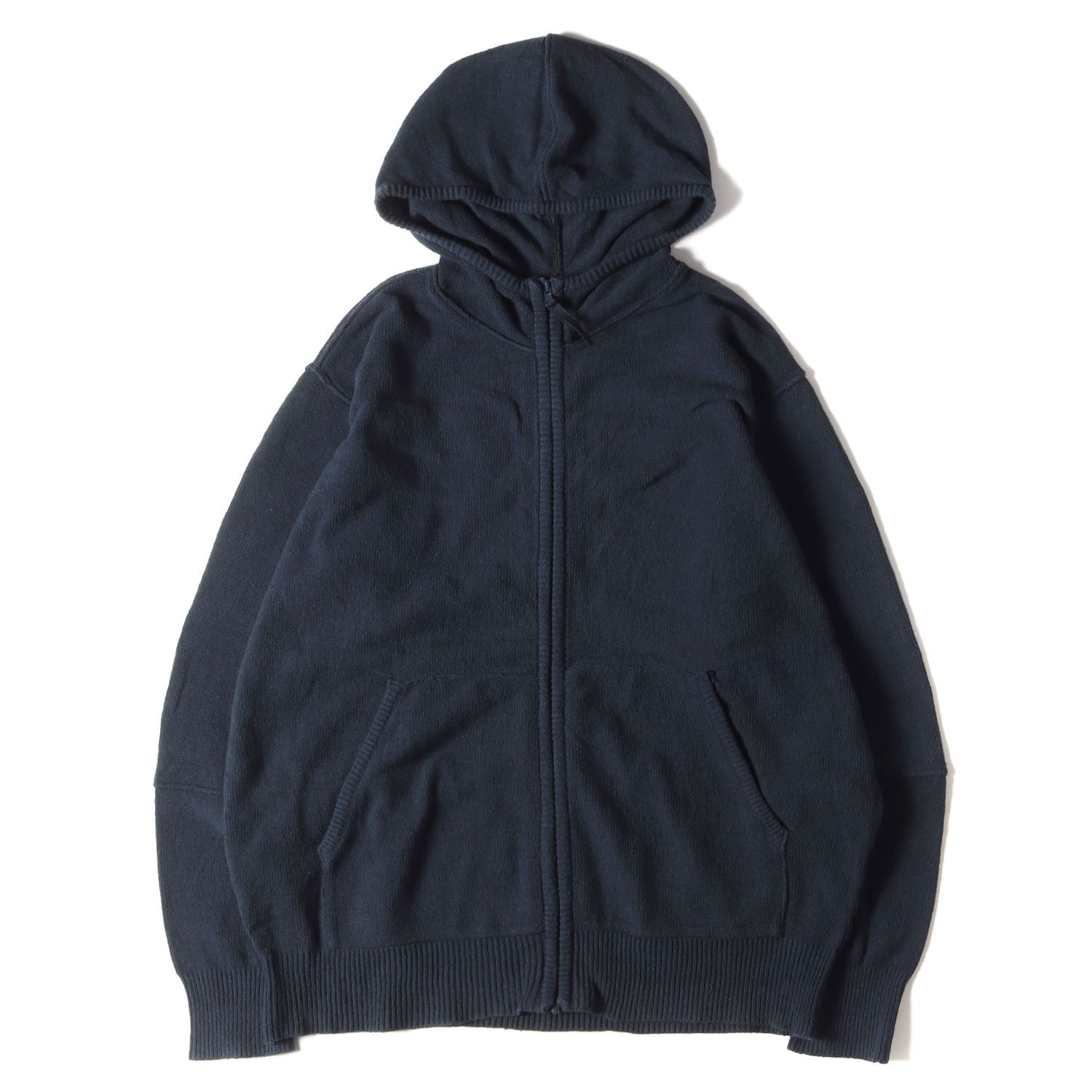 GOOD ENOUGH グッドイナフ パーカー サイズ:M 90s 裾ロゴ ストレッチ コットンニット ジップ パーカー ネイビー 紺 トップス フーディー 90年代 アーカイブ【メンズ】