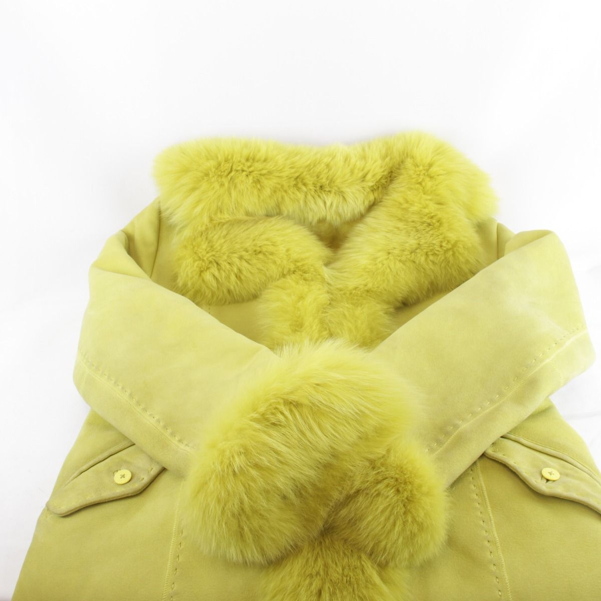 LOUIS FERAUD ルイフェロー フォックスファーコート　毛皮 USED』Louis Feraud ルイフェロー ラムスキンコート イエロー