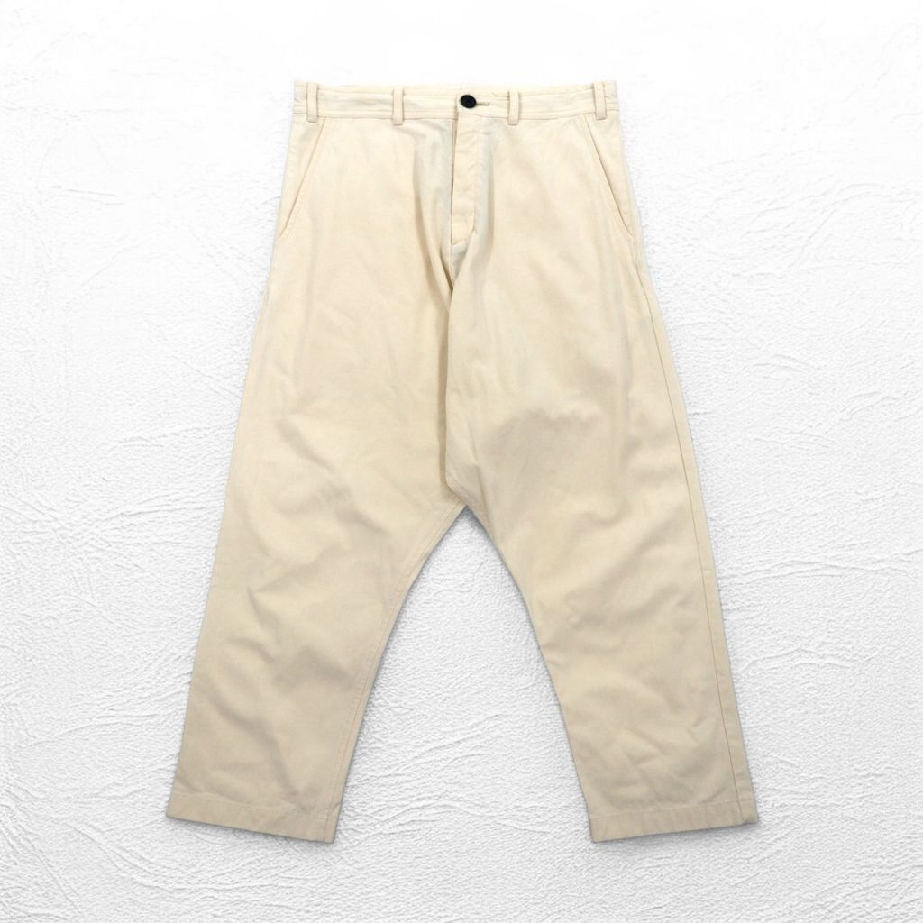 O project ワイド サルエル パンツ REGULAR FIT TROUSERS トラウザーズ S コットン ベージュ