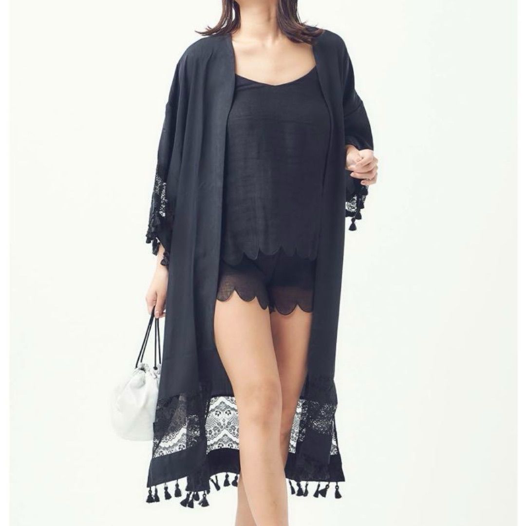 mikomori ミコモリ レースロングガウン mikomori ミコモリ TASSEL LACE GOWN 前開きタイプ タッセル