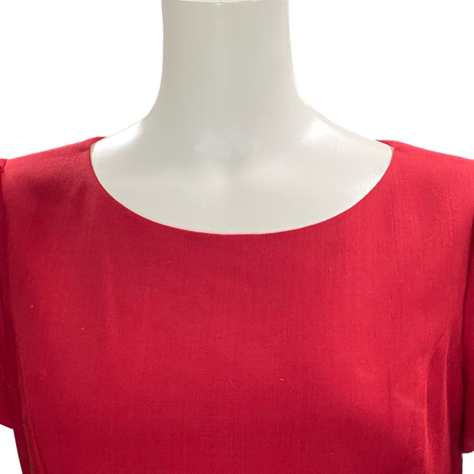 美品 ルネ Rene 38、M、9号 ワンピース Aライン ワンピ 半袖 膝丈 赤