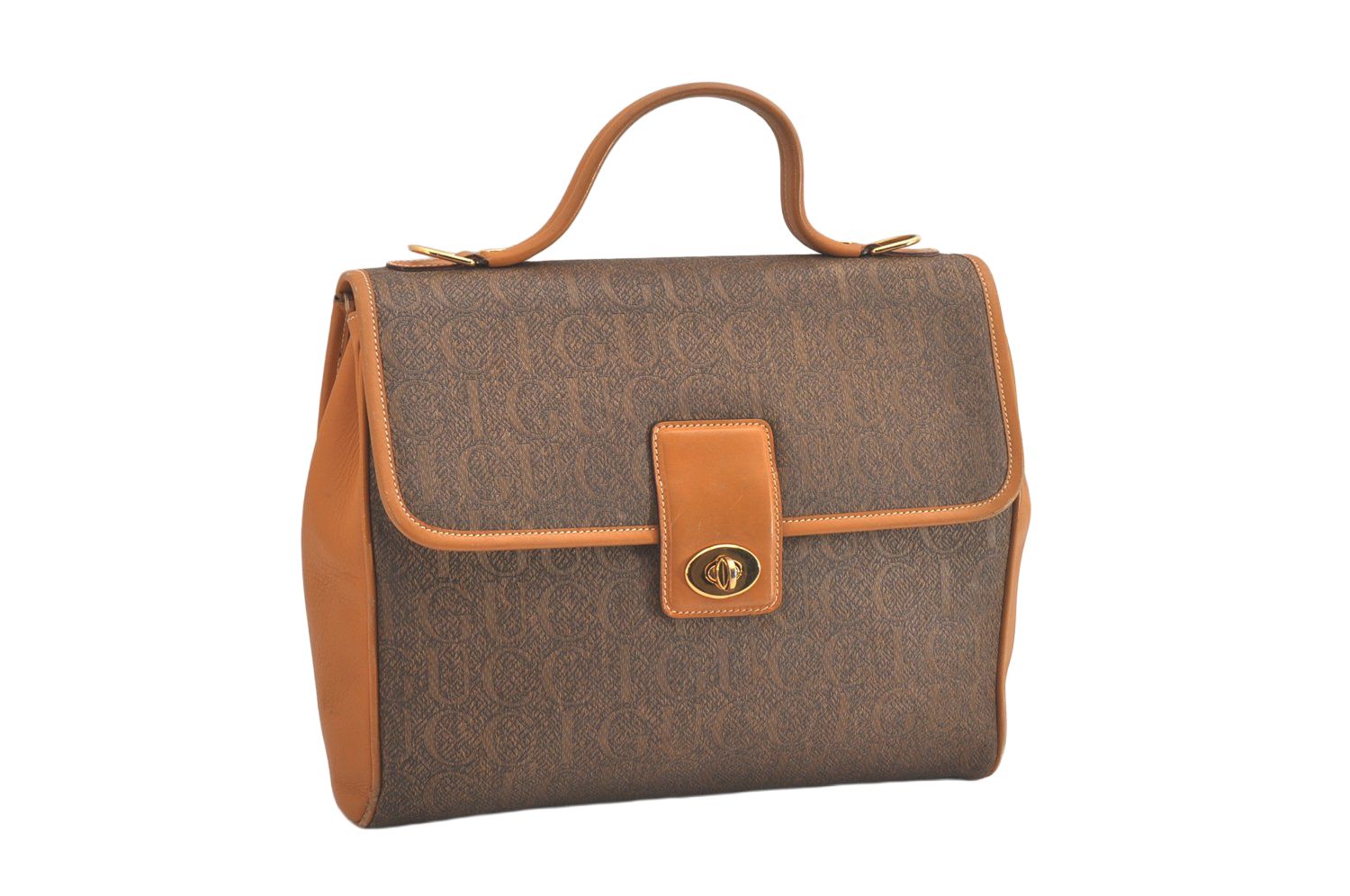 GUCCI グッチ 2Way ショルダーハンドバッグ 財布 キャンバス レザー ブラウン ジャンク 9454M