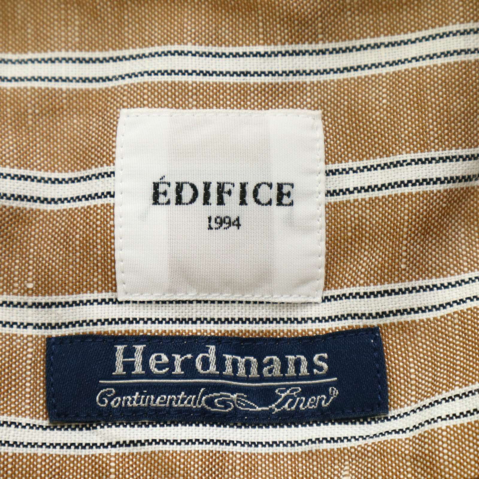 【オシャレ◎】EDIFICE HERDMANS リネンブレンドストライプシャツ EDIFICE エディフィス 春夏 Herdmans☆ 麻 リネン 7分袖