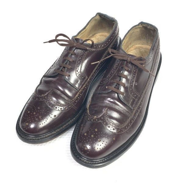 80s-90s?/Vintage/ビンテージソール グッドイヤー製法★サイズ10.5 D 28.0-28.5cm★ロングウィングチップ アメリカンブローグ★赤茶 レッドブラウン◆is7-37 80s-90s?/Vintage/ビンテージソール グッドイヤー製法☆サイズ10.5 D