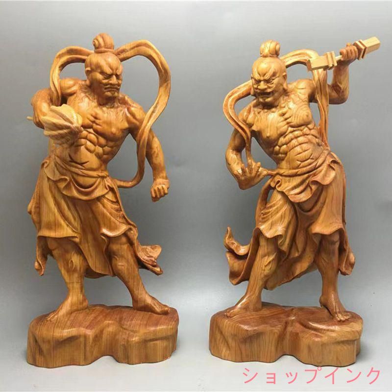 店長特選 木彫仏像 仏教美術 精密細工 金剛力士像 仏師手仕上げ品 高さ20cm