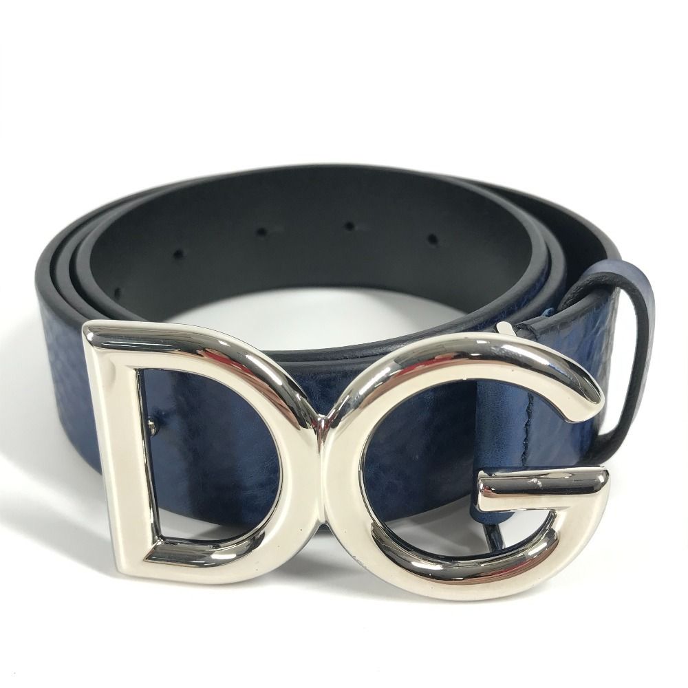 ✨極美品✨DOLCE&GABBANA DGロゴバックル レザーベルトユニセックス 良品】DOLCE&GABBANA/DGロゴベルト/ブラック/メンズ/ レザー