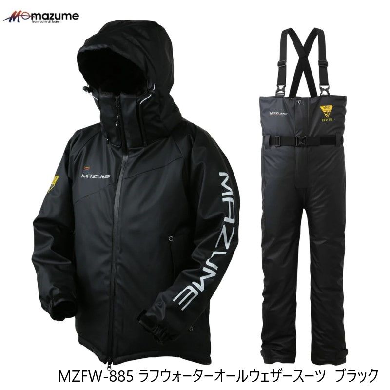  MZFW 885 mazume ラフウォーターオールウェザースーツ 3 L ブラック 防寒着 防寒ウェア 上下セット フィッシングジャケット ウェア
