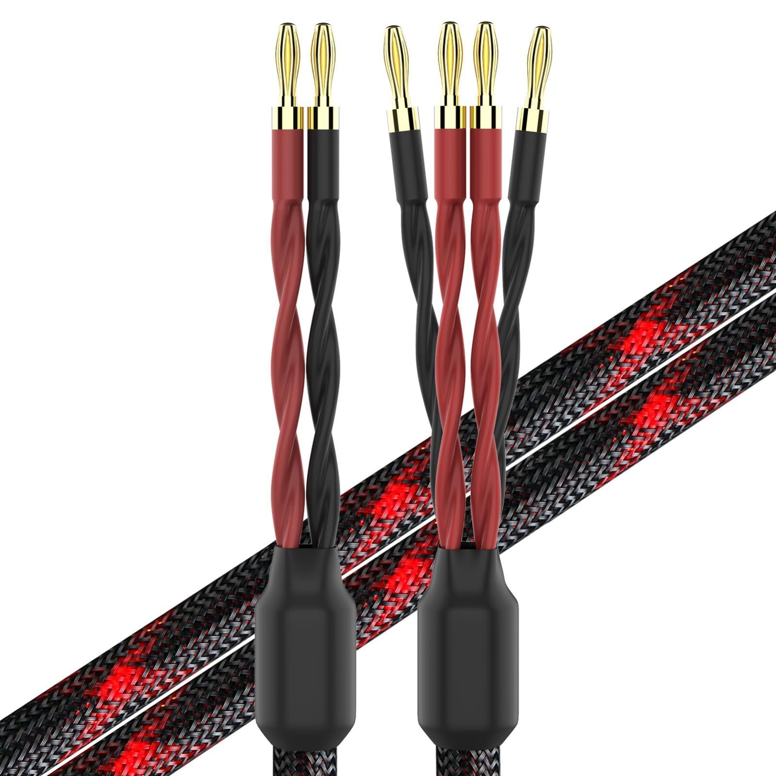 商品3m 1ペアセット合計12バナナプラグ k4B-2B バナナプラグ4個 - バナナプラグ2本 10フィート スピーカーケーブル バイワイヤー k4B-2B