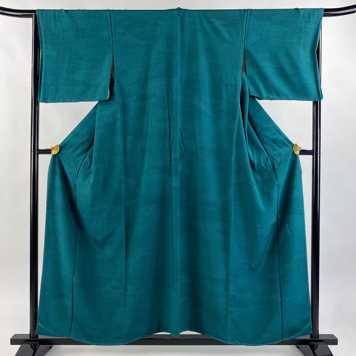 江戸小紋 身丈157cm 裄丈66cm M 袷 人間国宝 中村勇二郎 落款 山 霞 緑 正絹