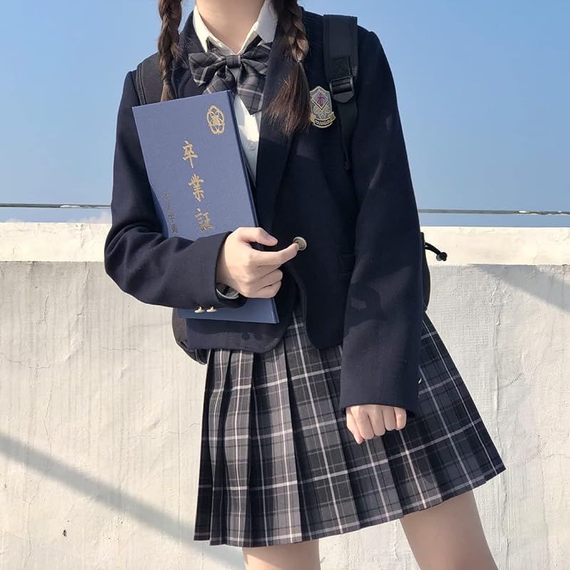 cnstone] 女子高生 制服 学生服 セーラー服 JK制服 女子高生 高校制服 5点セット リボン ブレザー スカート チェック セット スクール  ファッション レディース お揃い 卒業式スーツ ハロウィン コスプレ (XL, ブラック) - メルカリ