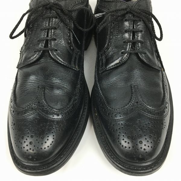 70s-80s?/USA製/Vintage★ロングウイングチップ　アメリカンブローグ　黒　サイズ9D/26.5-27.0程度　米百貨店系?　管NO.WZA-418 70s-80s?/USA製/Vintage☆ロングウイングチップ アメリカンブローグ 黒