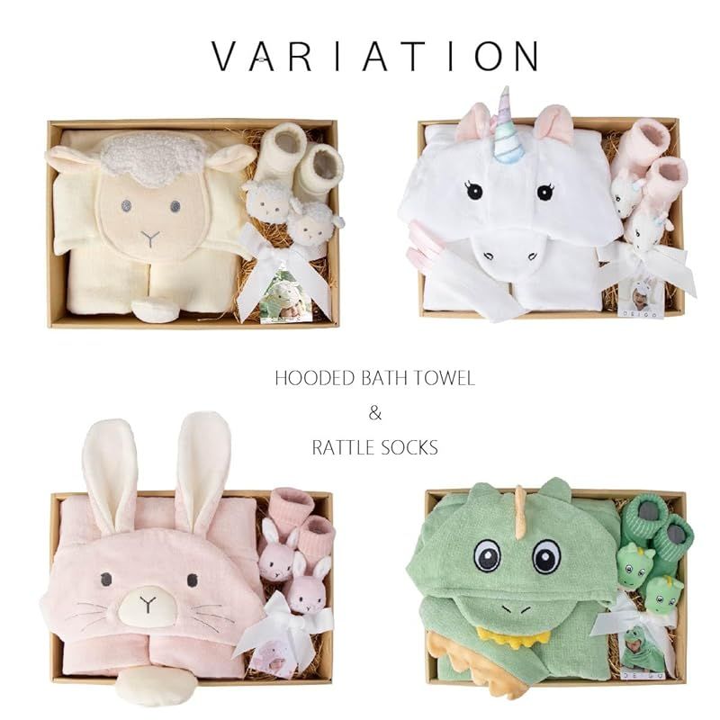 DEIGO ディーゴ 出産祝い ベビーバスタオル 赤ちゃん 靴下 ラトルソックス ギフト 男の子 女の子 贈答品 バスタオル＆ソックスピュア ザウルス 61404 STEELWINDOWSANDDOORS_COM