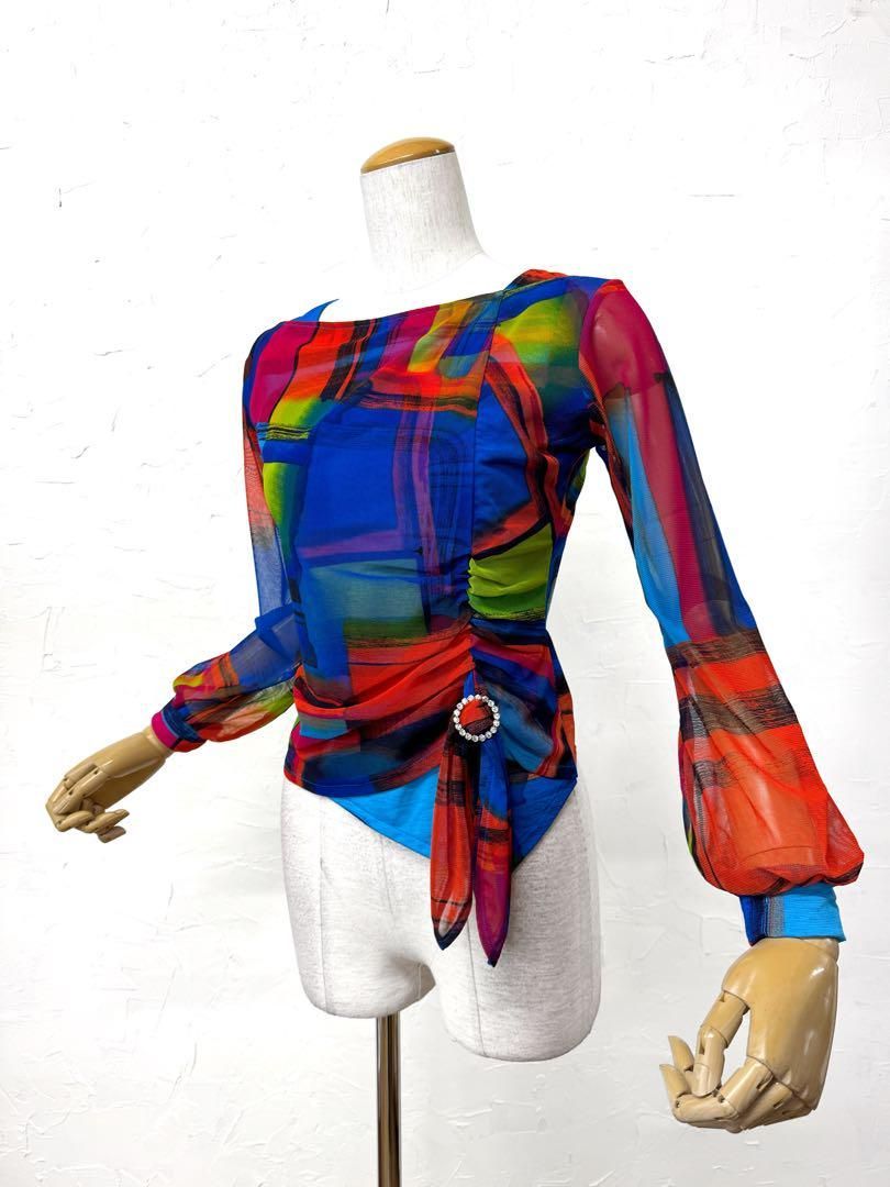 【Mサイズ】新品　JOAN社交ダンス カラフル　デザインカットソーｊ1016 Mサイズ】新品 JOAN社交ダンス カラフル デザインカットソーj1016