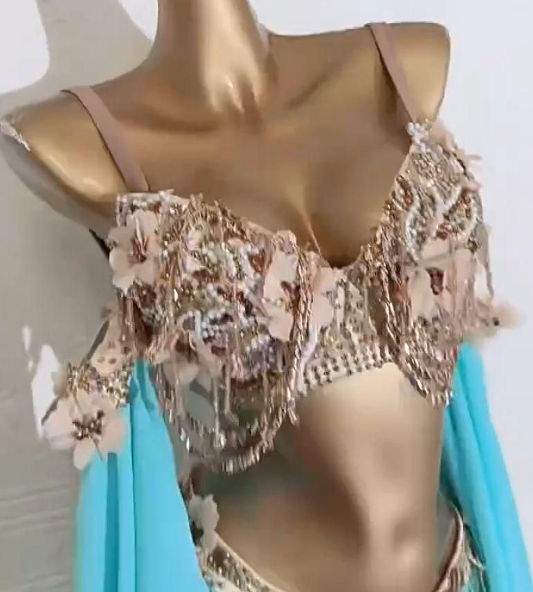 オーダーメイド ベリーダンス 花 ブラスカートセット ダンス衣装 LLC-HASEGAWATOSO_COM