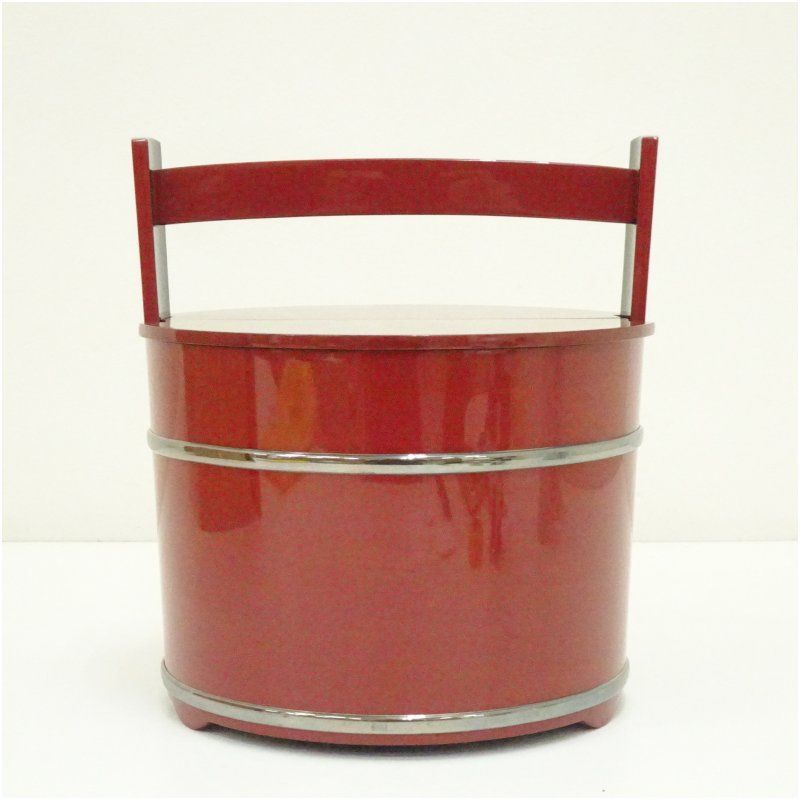 若島孝雅造 皆朱手桶 共箱 漆 漆塗り おしゃれ 伝統 骨董 アンティーク インテリア レトロ オブジェ 飾り