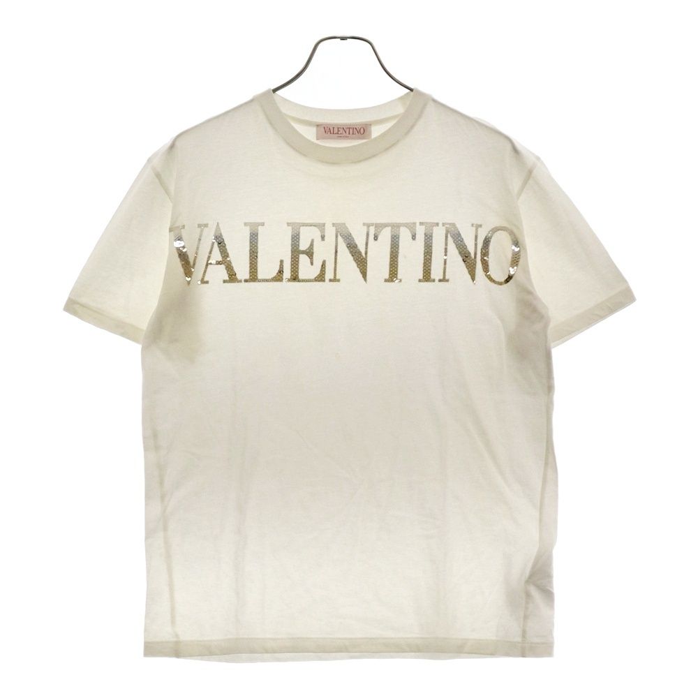 VALENTINO (ヴァレンチノ) 22SS スパンコールロゴ半袖Tシャツ ホワイト 1B3MG18W7DN