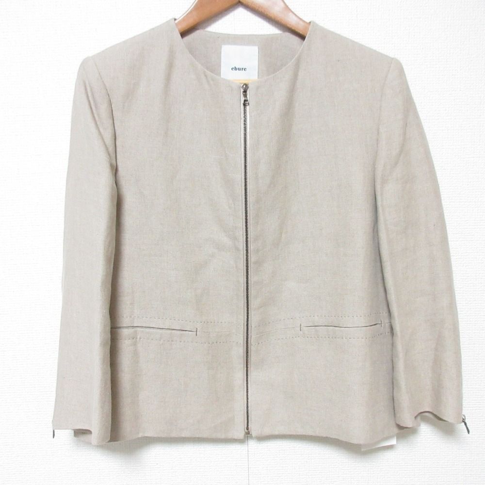 美品 ebure エブール リネンノーカラージャケット ハーフパンツ 