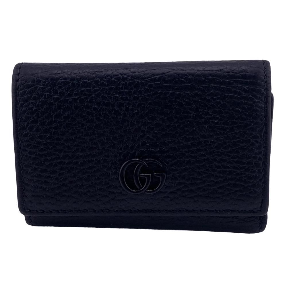 GUCCI/グッチ  644407 コンパクトウォレット GGマーモント レザー 三つ折り財布 ブラック レディース ブランド