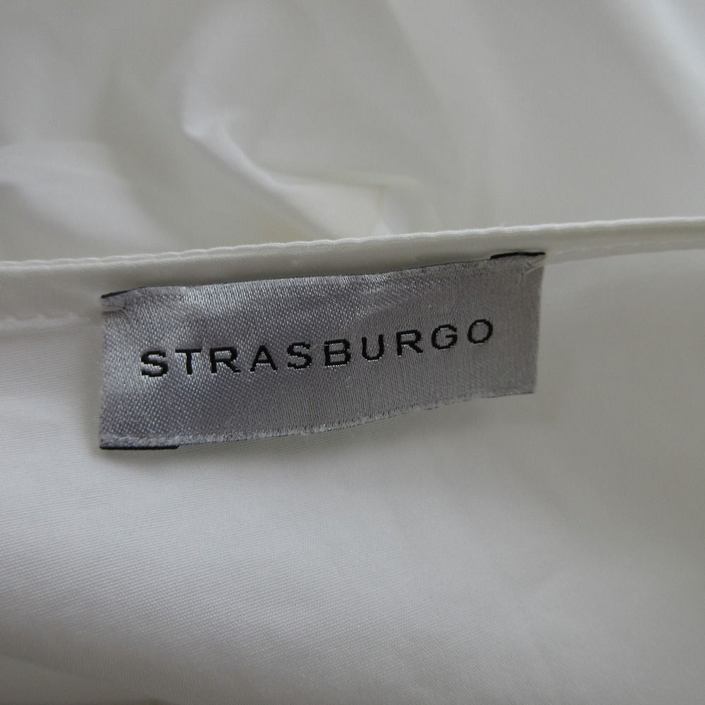 STRASBURGO ストラスブルゴ ボリュームスリーブ ノーカラー ブラウス チュニックシャツ 40 ホワイト レディース 古着 中古 STRASBURGO ストラスブルゴ ボリュームスリーブ ノーカラー