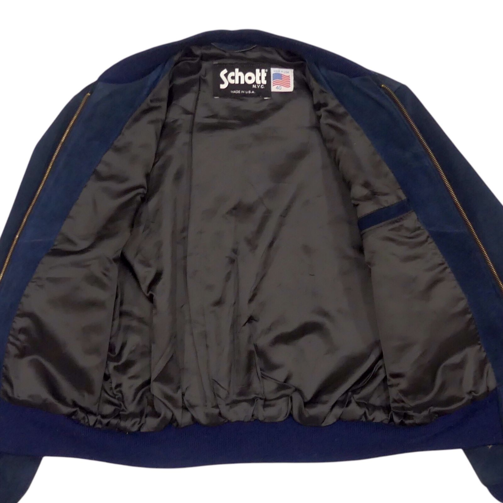 90S USA製 SCHOTT MA-1タイプ スエードレザーブルゾン 38 USA製 SCHOTT