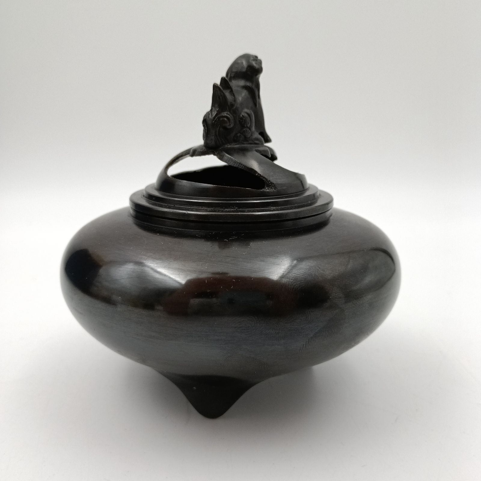 香炉香器高岡銅器平型香炉松古手色銅製 正晴作空