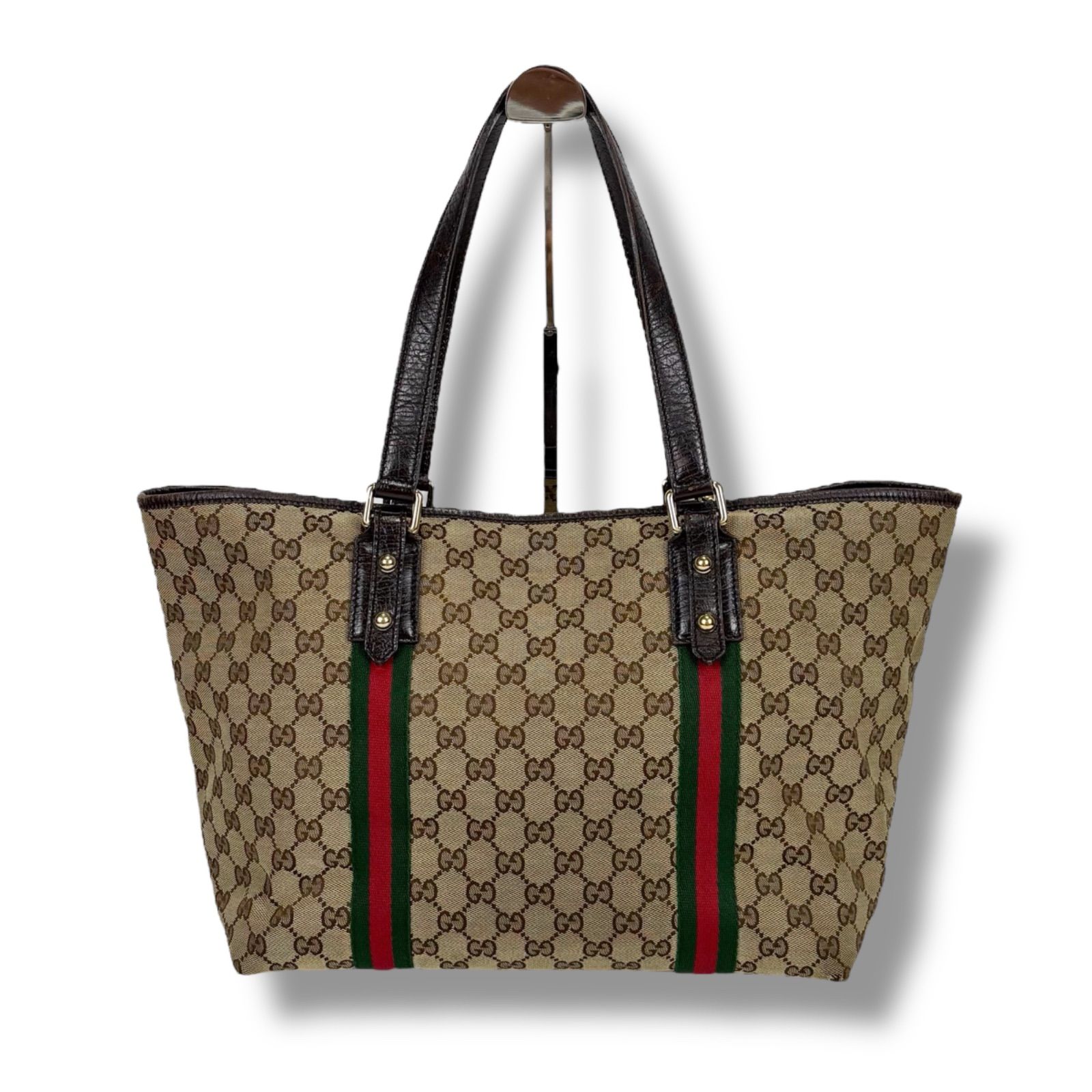 ✨美品✨GUCCI シェリーライン GG トートバッグ チャーム ブラウン グッチ GUCCI トートバッグ シェリーライン GGキャンバス