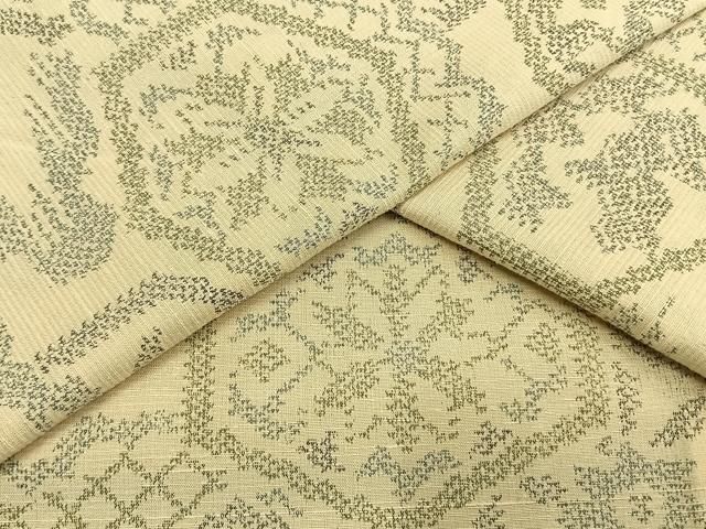 平和屋着物▽上質な紬 単衣 亀甲花文 正絹 AAAW1630fy
