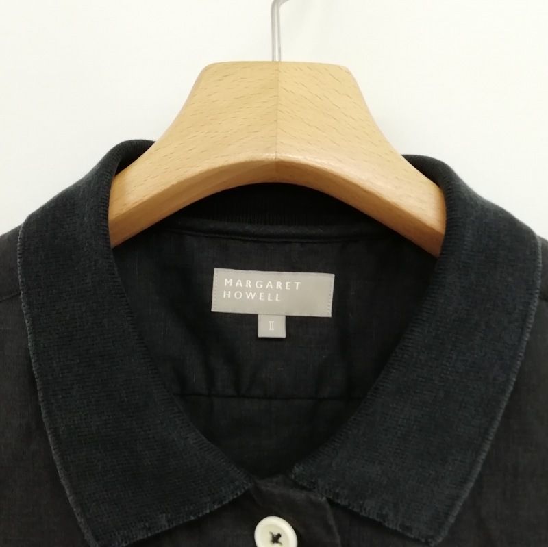 マーガレットハウエル MARGARET HOWELL 18SS リネン ノースリーブ ブラウス シャツ 2 ブラック レディース マーガレットハウエル MARGARET HOWELL 18SS リネン