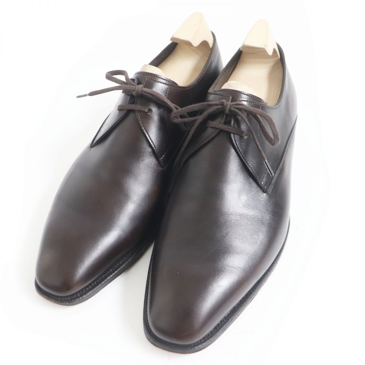 □JOHN LOBB|ジョンロブ 8000ラスト ARCHER プレーントゥ レースアップ レザー ドレスシューズ ダークブラウン 7 イングランド製