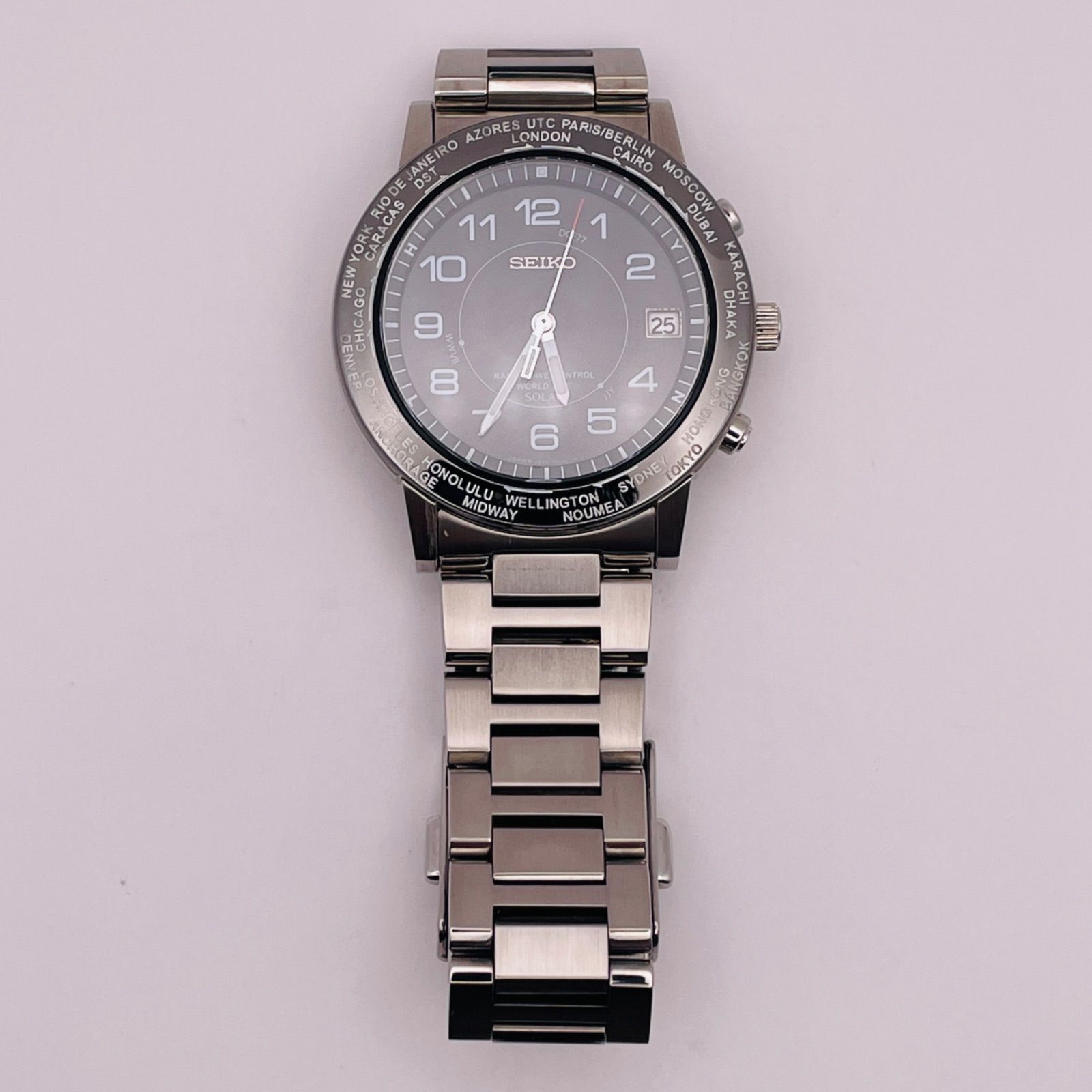 激安ショップ 食品 T503）希少！ 美品 正常稼動 SEIKO セイコー 電波ソーラー 時計