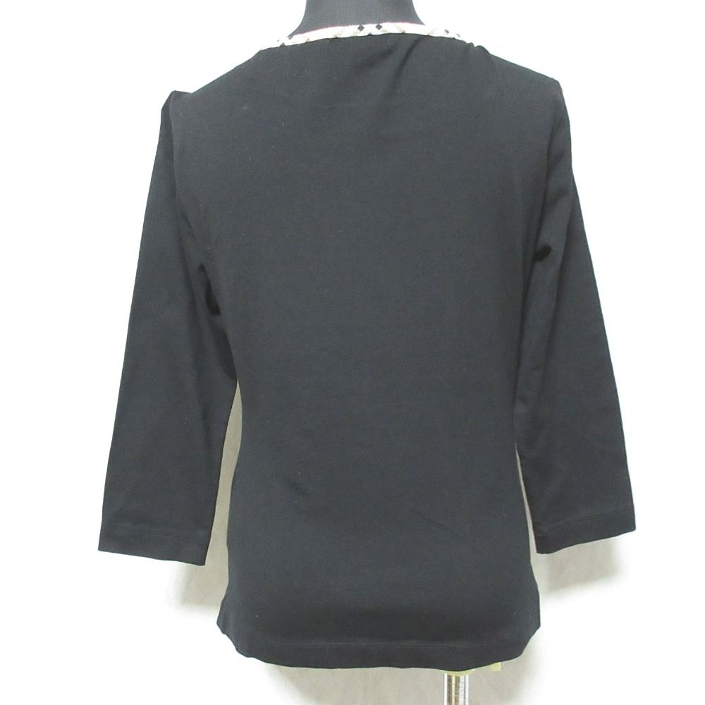 極美品　BURBERRY LONDON 長袖カットソー　ブラック　ノバチェック 72◇BURBERRY LONDONノバチェック切替カットソー TS0708-2