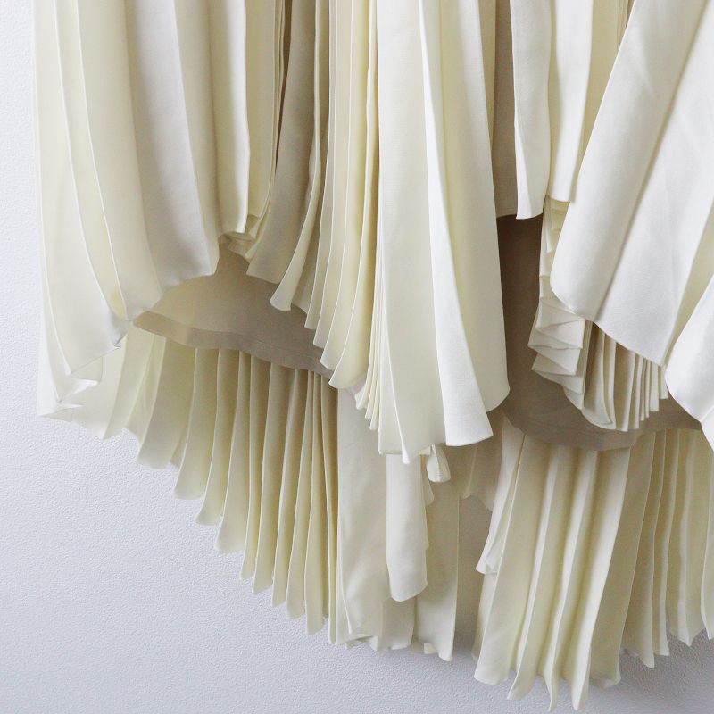 レキサミ REKISAMI プリーツ フリル ノースリーブ ワンピース 36/オフ