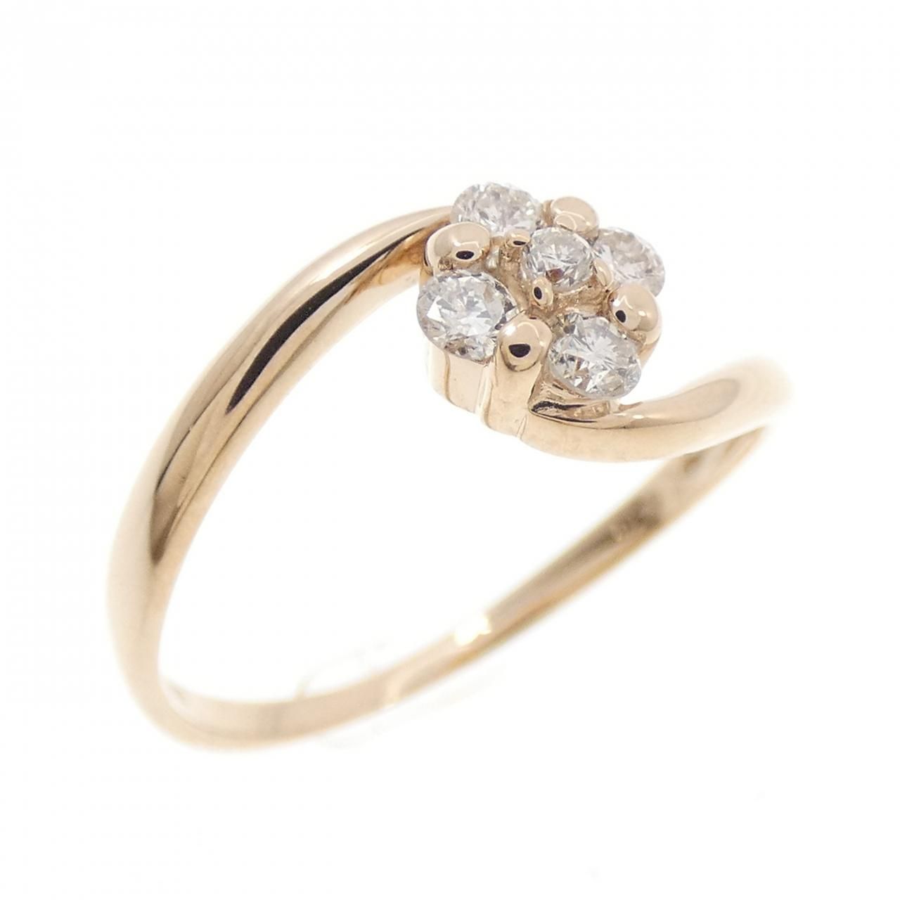 K18PG フラワー ダイヤモンド リング 0.17CT