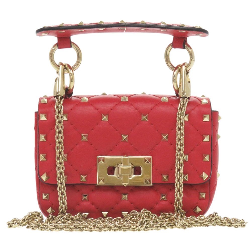 ヴァレンティノ ガラヴァーニ ロックスタッズ ミニバッグ レザー スタッズ レッド チェーンショルダーバッグ 1335 Valentino Garavani