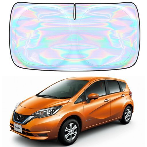 【2025新登場車種専用】日産ノートE13系3代目フロントサンシェードE13/SNE13フロントガラス用R2.12-現行日焼け防止遮光断熱UVカット紫外線カット暑さ対策折り畳み式収納袋付き