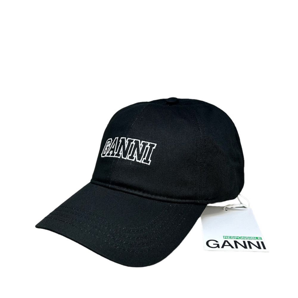 新品 Ganni ロゴ 刺しゅう ベースボール キャップ ブラック ガニー