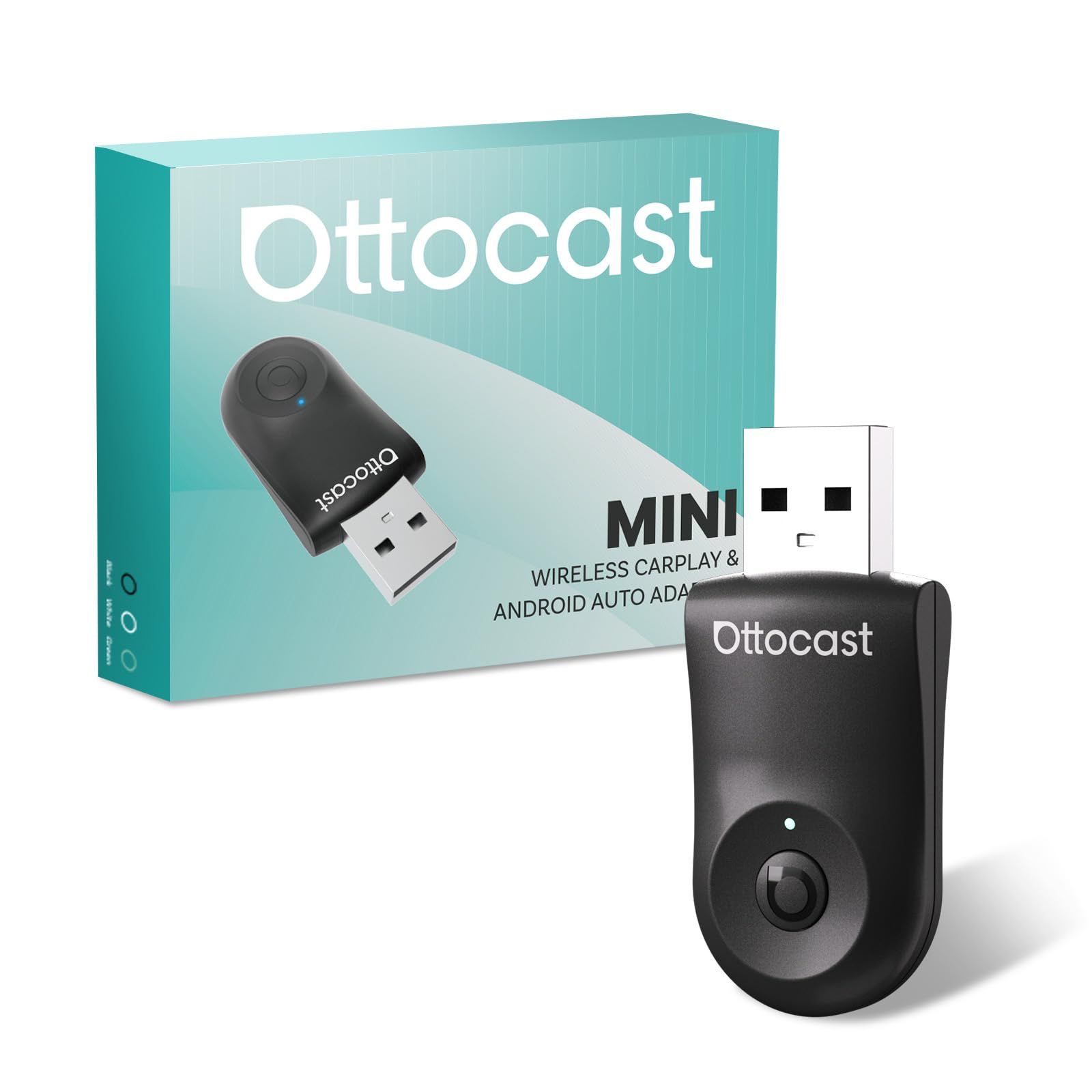 公式 OTTOCAST オットキャスト Mini 2025最新 ワイヤレスCarPlay|Android Autoアダプター ミニ 純正有線CarPlay|Android Auto対応車 Bluetooth音楽|通話対応 プラグ＆プレイ 自動接続