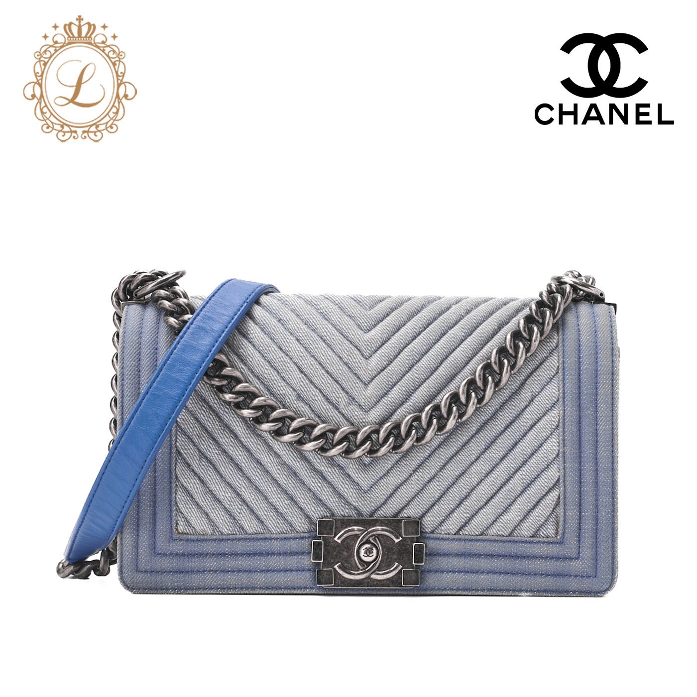 CHANEL シャネル ボーイシャネルVステッチ チェーンショルダー デニム  