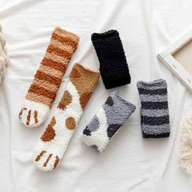 キッズ 肉球柄 ソックス もこもこ ふわふわ あったか靴下 5足セット 滑り止め 子供用 男の子 女の子 ルームソックス 厚手 防寒 赤ちゃん プレゼント 就寝用 秋冬 暖かい 部屋着 送料無 perfmax 311
