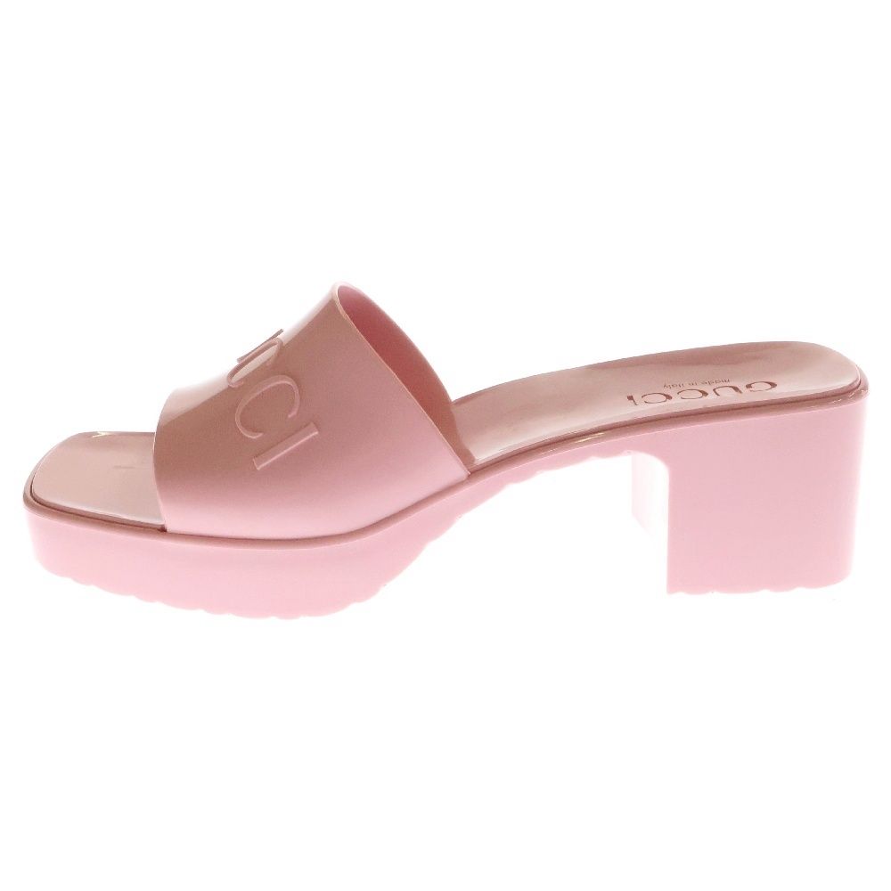 GUCCI グッチ ラバー ロゴ スライドサンダル ピンク 624730 レディース