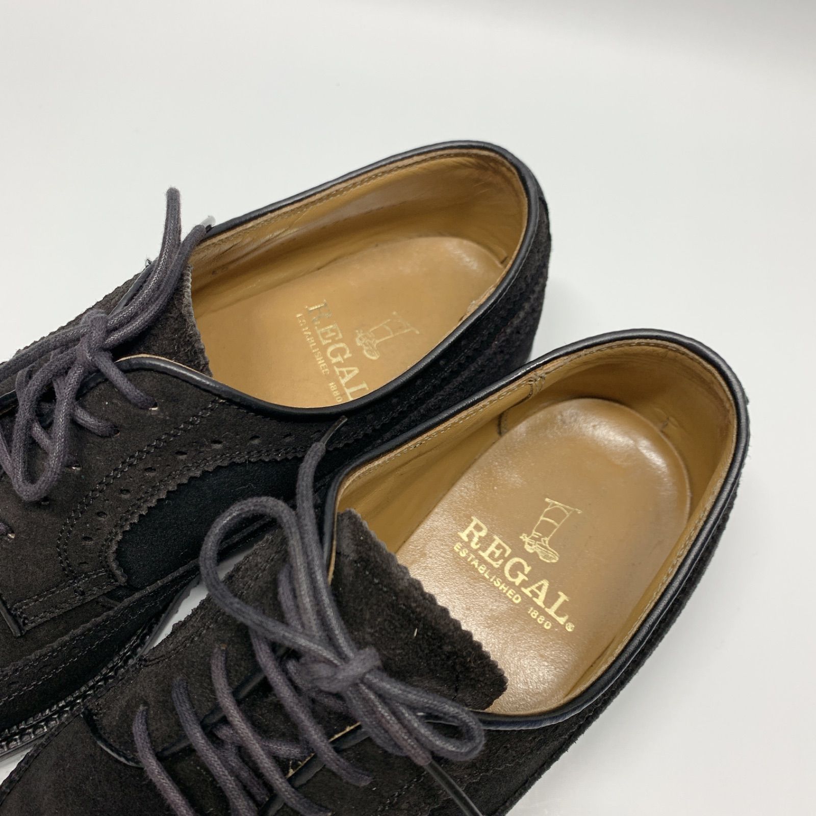 美品〇 REGAL リーガル スエード ドレスシューズ ウィングチップ 