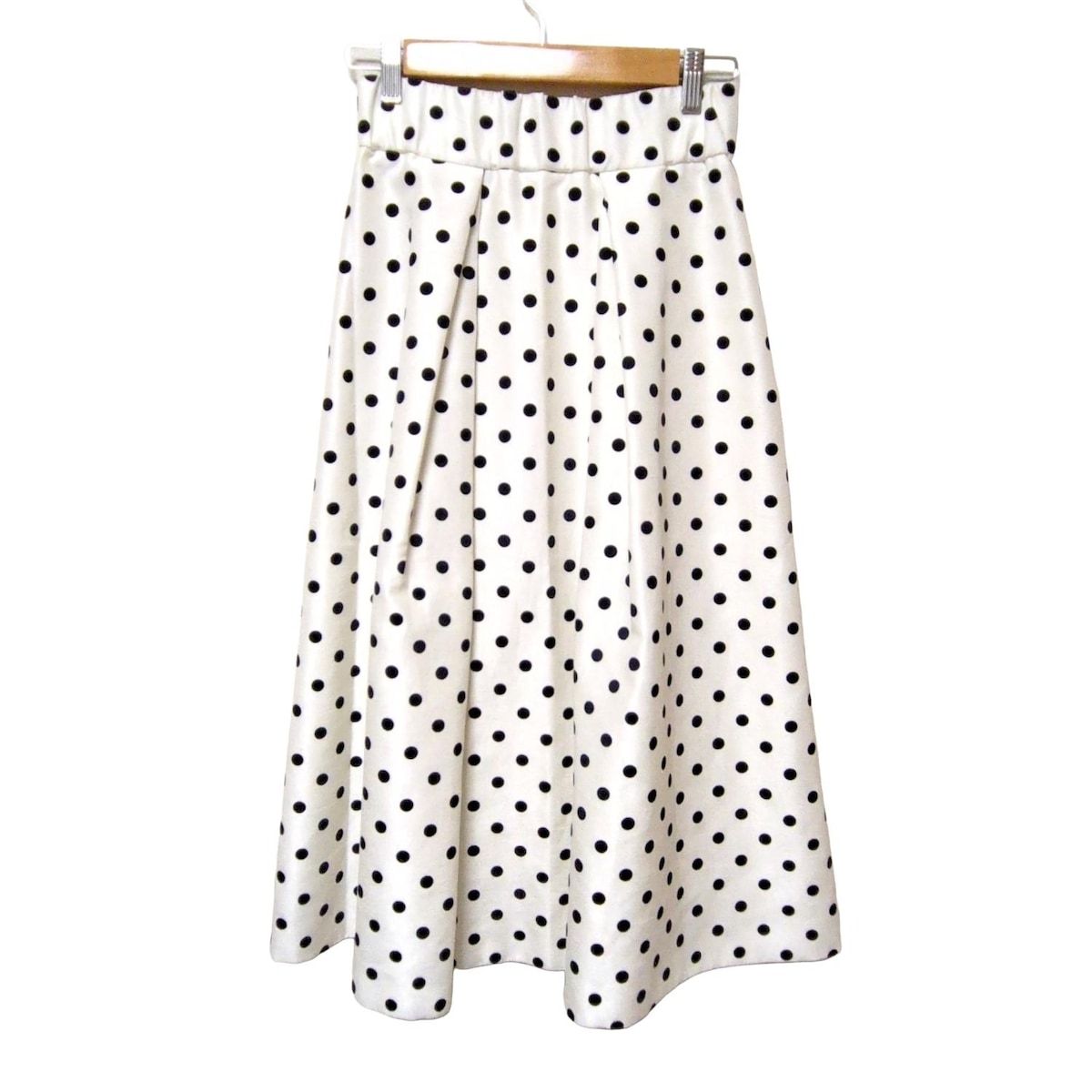 SEVEN TEN by MIHO KAWAHITO セブンテン バイミホカワヒト ロングスカート サイズS レディース - 白×黒 ドット柄 ウエストゴム