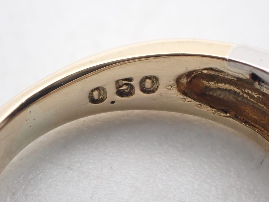 K18 Pt900 イエローゴールド プラチナ コンビ ダイヤリング 0.50ct 2号  