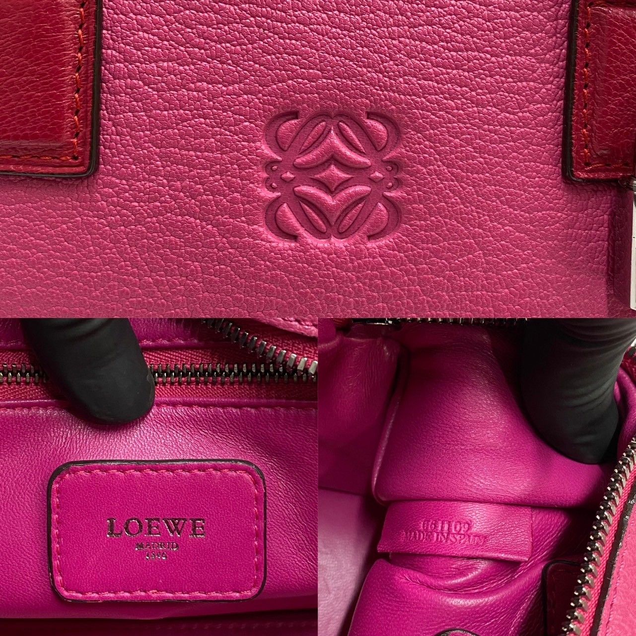 極 美品 鍵付き LOEWE ロエベ アマソナ 28 アナグラム ロゴ レザー 本 