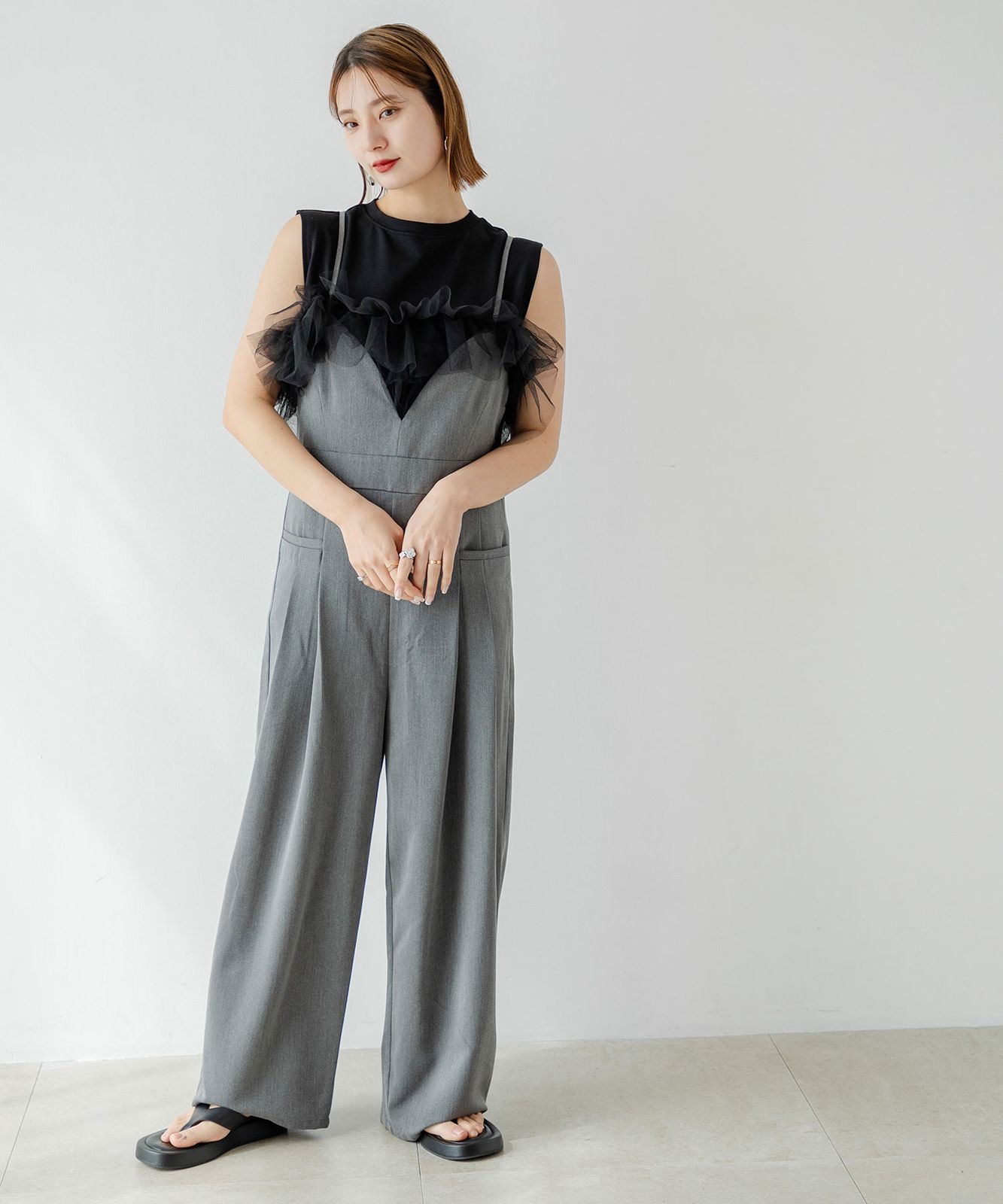 夢展望公式 [新品未使用] ビスチェオールインワン [グレー] 他カラー別ページ有 rectangle パンツ オールインワン（フルレングス） 534185-01