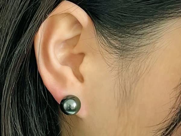 黒蝶貝パールピアス ピーコックグリーンカラー 黒蝶真珠（黒真珠）ピアス9.5mm ピーコックグリーン : 真珠専門
